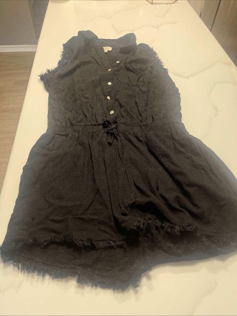 Umgee Black Button-Front Romper with Chest Pocket - Picture 2 of 12